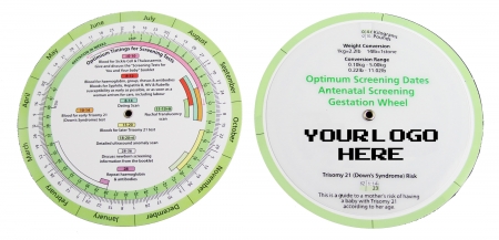 Customized 12 cm Diameter Pregnancy Due Date Calculator with LOGO/Text in Black