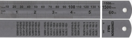 60"/1500 mm Heavy Duty Hardened Stainles Steel Rulers