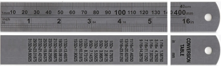 16"/400 mm Heavy Duty Hardened Stainless Steel Rulers